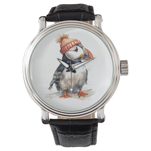 Relógio Puffin de feliz (Frente)