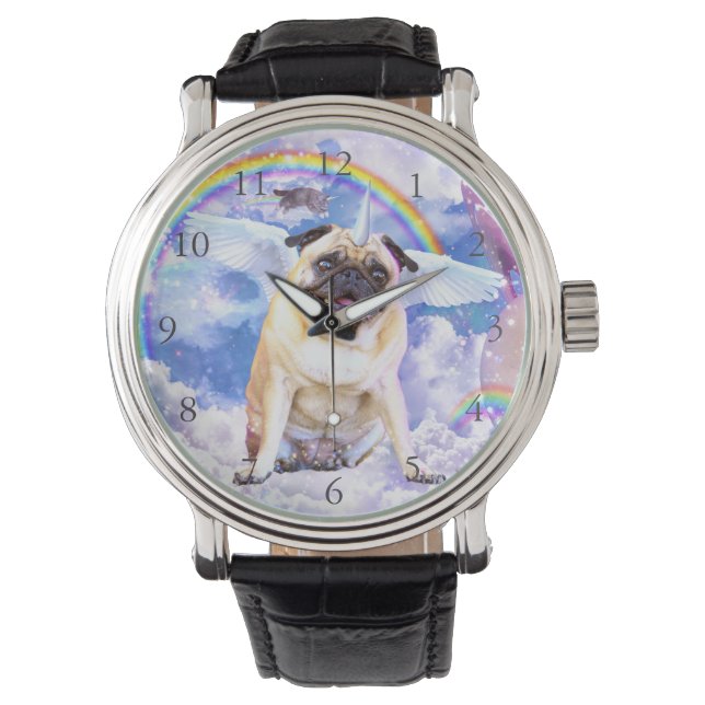 Relógio Pug unicorn - Pugicorn bonito (Frente)