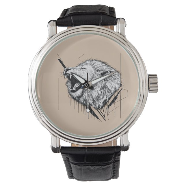 Relógio Pulseira E-Watch de Design Premium Cabeça de Leão  (Frente)