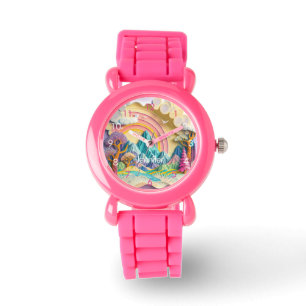 Relógio Pulseira Personalizada Meninas Arco-Íris Nome