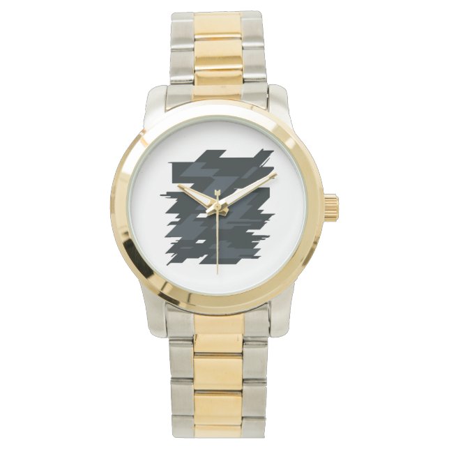 Relógio Pulseira Unisex de Duas-Tons de Arte Glitch (Frente)