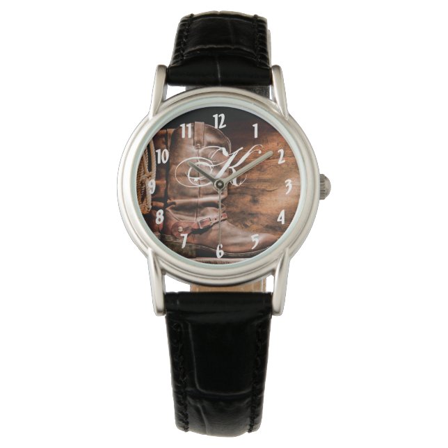 Relógio Pulso Personalizado Vigia Botas De Cowboy Celeiro  (Frente)