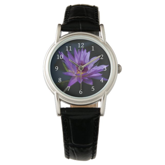 Relógio Purple Lotus Waterlily (Frente)