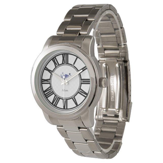 Relógio Púrpura azul floral elegante (Angular)