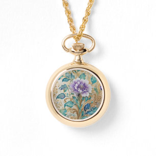 Relógio Púrpura Rosa floral aquarela