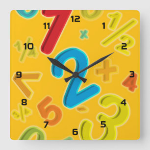 Relógio Quadrado 123 Matemática
