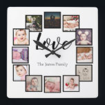 Relógio Quadrado 12 Colagem de Fotos Branco Personalizado<br><div class="desc">12 Colagem de Fotografias Relógio personalizado de Modelo / preto e branco...  simplesmente adicione as suas próprias fotografias e texto a este relógio de excelente.. fácil de personalizar ...  relógio personalizável de modelo de fotografia de Ricaso - ideias-presentes perfeitas</div>