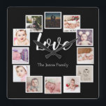 Relógio Quadrado 12 Família LOVE Personalizada de Colagem de Fotos<br><div class="desc">12 Colagem de Fotos Relógio personalizado da família Modelo LOVE ...  simplesmente adicione suas próprias fotografias e texto a este relógio da parede do excelente ...  fácil de personalizar ...  relógio personalizável de modelo de foto de Ricaso - ideias-presentes perfeitas</div>