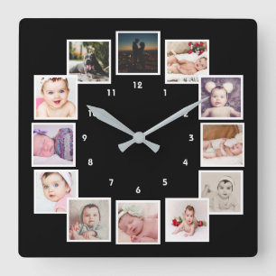 Relógio Quadrado 12 Photo Collage Unique Personalized