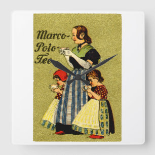 Relógio Quadrado 1915 Aproveite o Chá Marco Polo