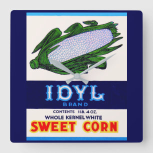 Relógio Quadrado 1930s Etiqueta de Idyl Sweet Corn