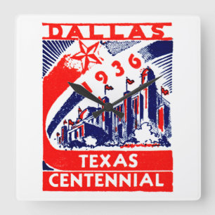 Relógio Quadrado 1936 Dallas Texas Centennial