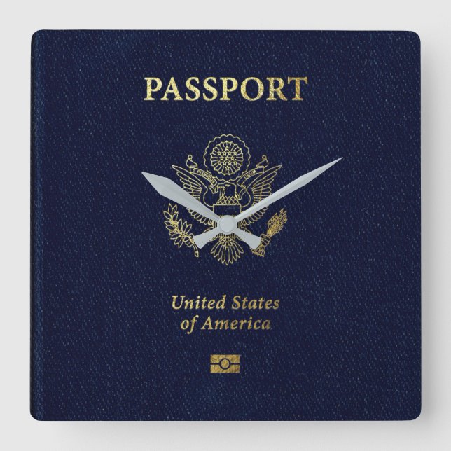 Relógio Quadrado [200] Cobrir Americano de Passaportes (Frente)