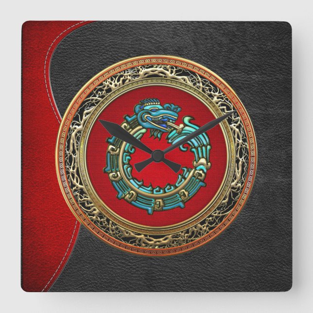 Relógio Quadrado [200] Deus Serpente Quetzalcoatl [Jade] (Frente)