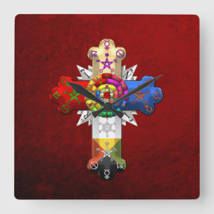 Relógio Quadrado [200] Rosy Cross (Rosa Croix)