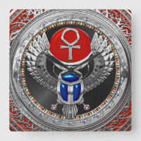 [200] Sagrada Prata Egípcia Ala Scarab & Ankh