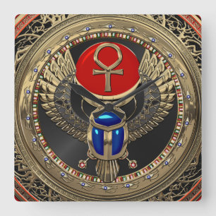 Relógio Quadrado [200] Sárabe egípcio Dourado, sagrado, com Ankh