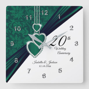 Relógio Quadrado 20 Emerald Casamento Aniversário Keepsael