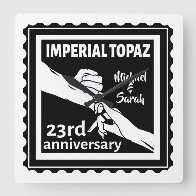 Relógio Quadrado 23.º aniversário de casamento Imperial Topaz (Frente)