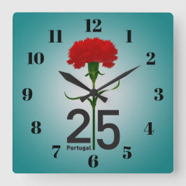 Relógio Quadrado 25 de abril, a Revolução dos Cravos, Portugal