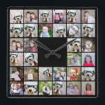 Relógio Quadrado 32 Colagem de Fotografias com Esquema Quadrado Mod<br><div class="desc">Use fotos recortadas para obter os melhores resultados! Carregue fotos quadradas do seu telefone ou até mesmo do Instagram para fazer uma busca personalizada impressionante para sua casa. Você pode usar fotos de amigos ou animais de estimação e, em seguida, combinar com sua própria decoração mudando a cor. Use fotos...</div>