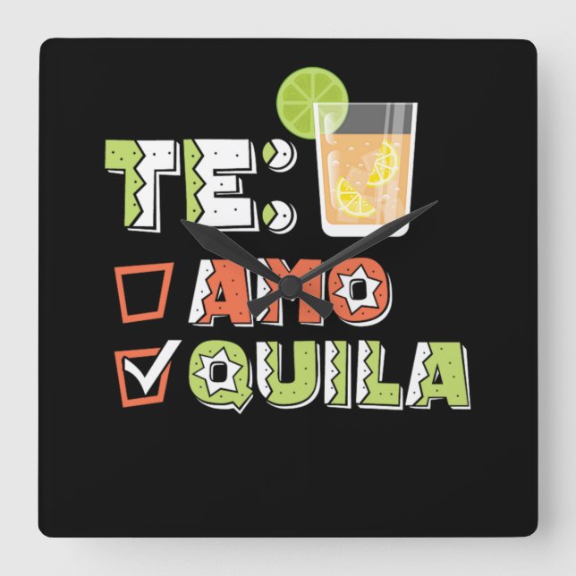 Relógio Quadrado 46.Cinco de Mayo Te Amo Quila Tequila Limão (Frente)