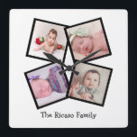 Relógio Quadrado 4 Colagem de Fotos Personalizada<br><div class="desc">4 Colagem de Fotografias Relógio personalizado do Modelo ...  simplesmente adicione suas próprias fotografias e texto a este relógio do excelente na parede ...  fácil de personalizar ...  relógio personalizável de modelo de fotografia do Ricaso - ideias-presentes perfeitas</div>