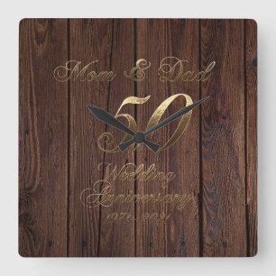 Relógio Quadrado 50º Ouro de Casamento