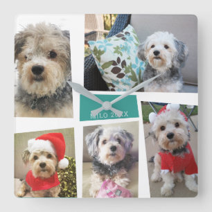 Relógio Quadrado 5 Ângulos Modernos do Meio século Funky de Colagem