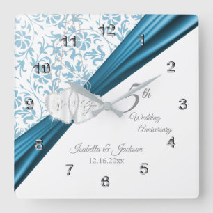 Relógio Quadrado 5 Blue Weding Anniversário Keepsael