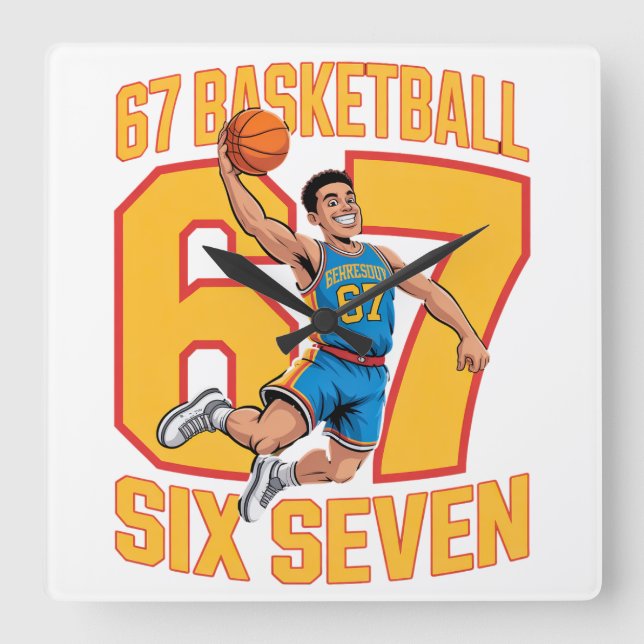 Relógio Quadrado 67 Basquete Seis Sete (Frente)