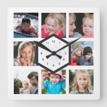 8 Foto Colagem White Square Wall Clock