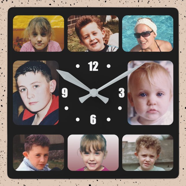 Relógio Quadrado 8 photo white black (Criador carregado)