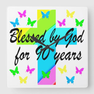 RELÓGIO QUADRADO 90 CHRISTIAN BIRTHDAY DESIGN