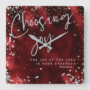 Relógio Quadrado A alegria do Senhor é a sua força KJV Verse