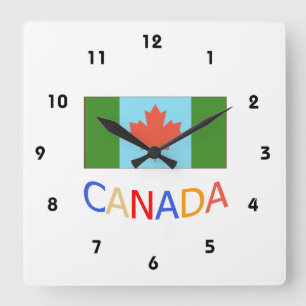 Relógio Quadrado A arte canadense é patriotismo. Dia do Canadá.