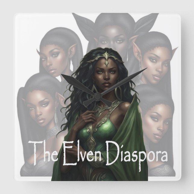 Relógio Quadrado A Arte do Cobrir Elven Diaspora (Frente)