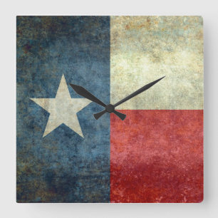 Relógio Quadrado "A bandeira solitária da estrela" de Texas