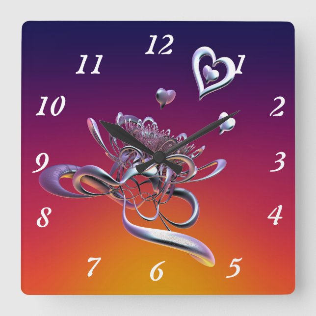 Relógio Quadrado A beleza dos corações (Frente)