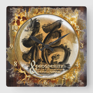 Relógio Quadrado A CONEXÃO DA PROSPERIDADE: Arte do Fengshui chin