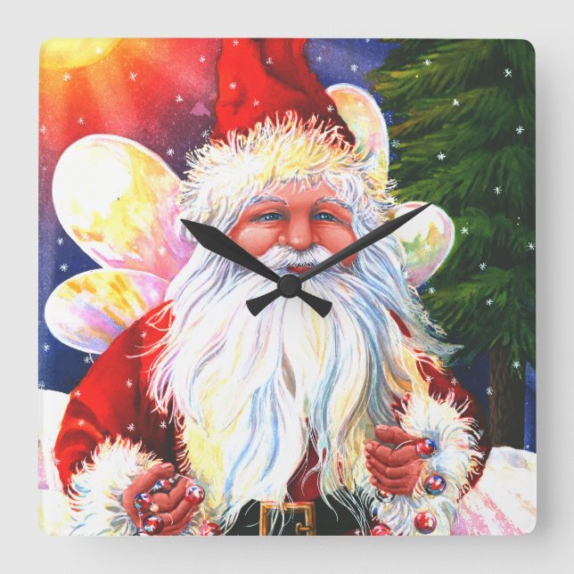 Relógio Quadrado A Fada Papai Noel (Frente)