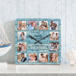 Relógio Quadrado A Família É Tudo Citado Foto Collage Azul<br><div class="desc">Crie facilmente o seu próprio relógio de parede, ao estilo da casa do lago, rústico e azul, com as suas fotos personalizadas. A design também apresenta uma bela citação manuscrita: "Família é tudo". Para obter os melhores resultados, recorte as imagens para o quadrado - com o ponto de foco no...</div>