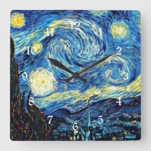 Relógio Quadrado A famosa pintura de Van Gogh, Noite Estrelada,