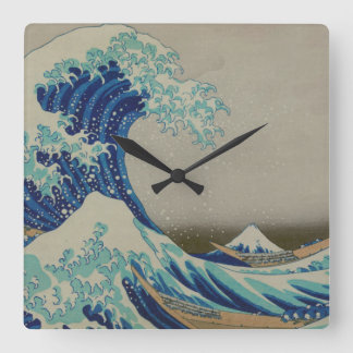 Relógio Quadrado A grande onda da arte de Woodblock do japonês de