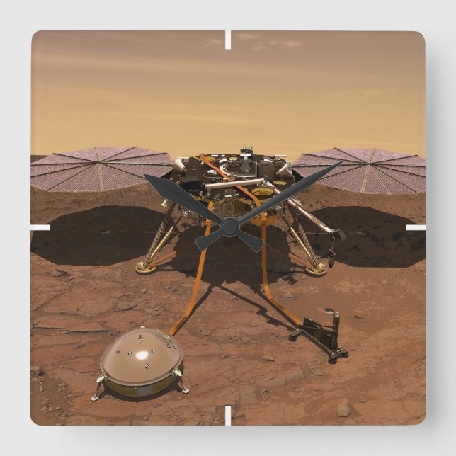 Relógio Quadrado A Insight Lander Operando Na Superfície De Marte. (Frente)