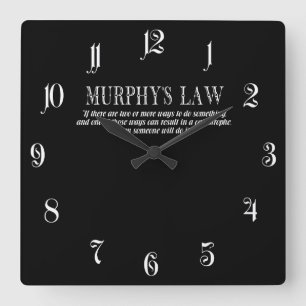 Relógio Quadrado A lei de Murphy