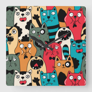 Relógio Quadrado A multidão de gatos