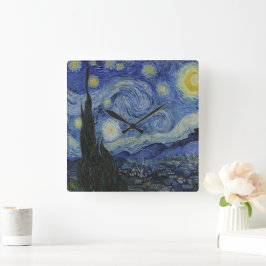 Relógio Quadrado A Noite Estrelada de Van Gogh