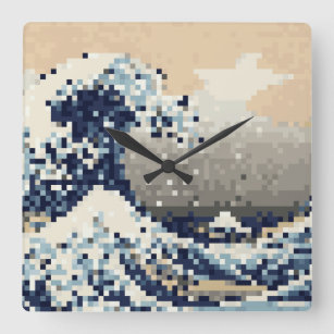 Relógio Quadrado A onda do Excelente da arte de pixel de 8 bits em 