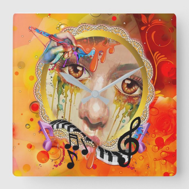 Relógio Quadrado A paleta do artista (Frente)